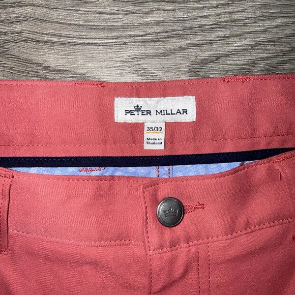 Peter Millar Golf Pants Crown Sport eb66 Performance 35 x 32 Cape Red MSRP $160 - Picture 6 of 9